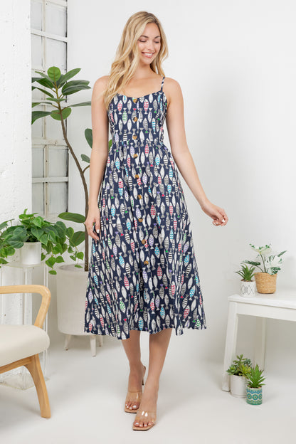 Sea Of Fish Print Cami Dress