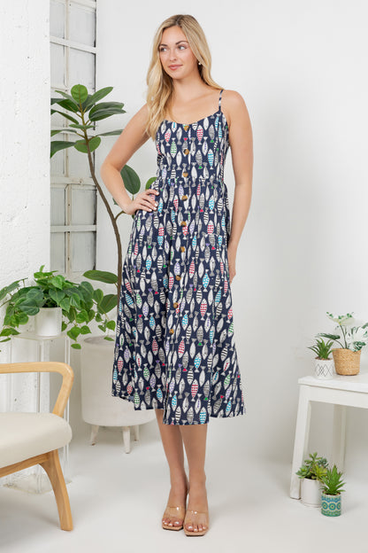 Sea Of Fish Print Cami Dress