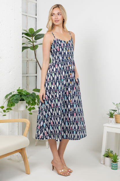 Sea Of Fish Print Cami Dress