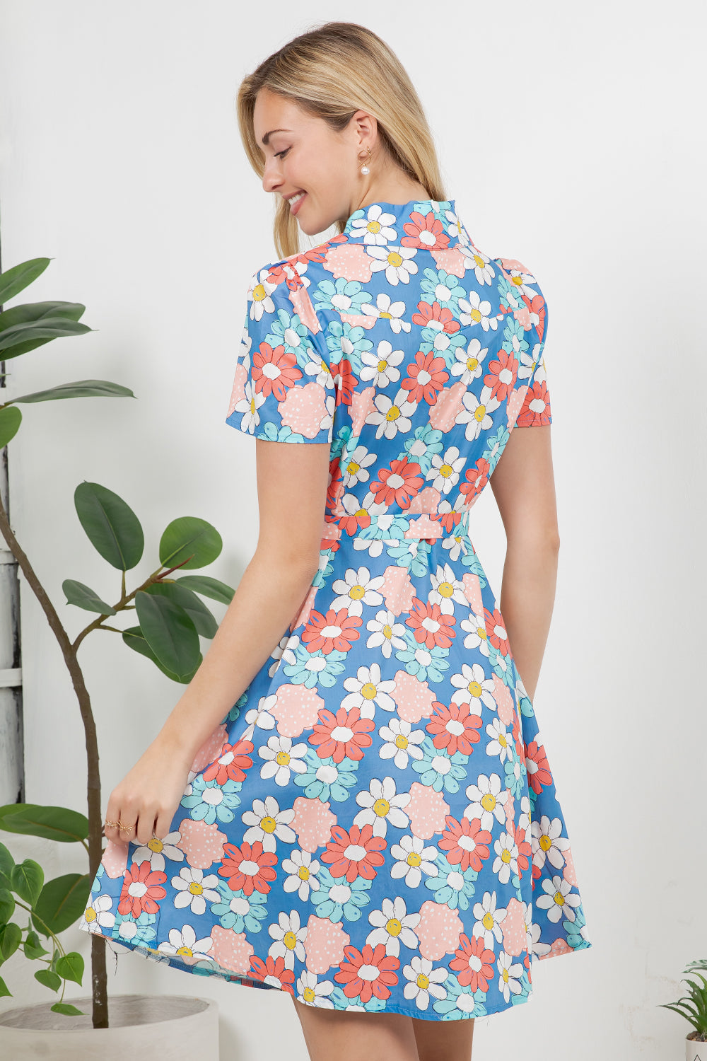 Floral Print Retro Shirt Dress