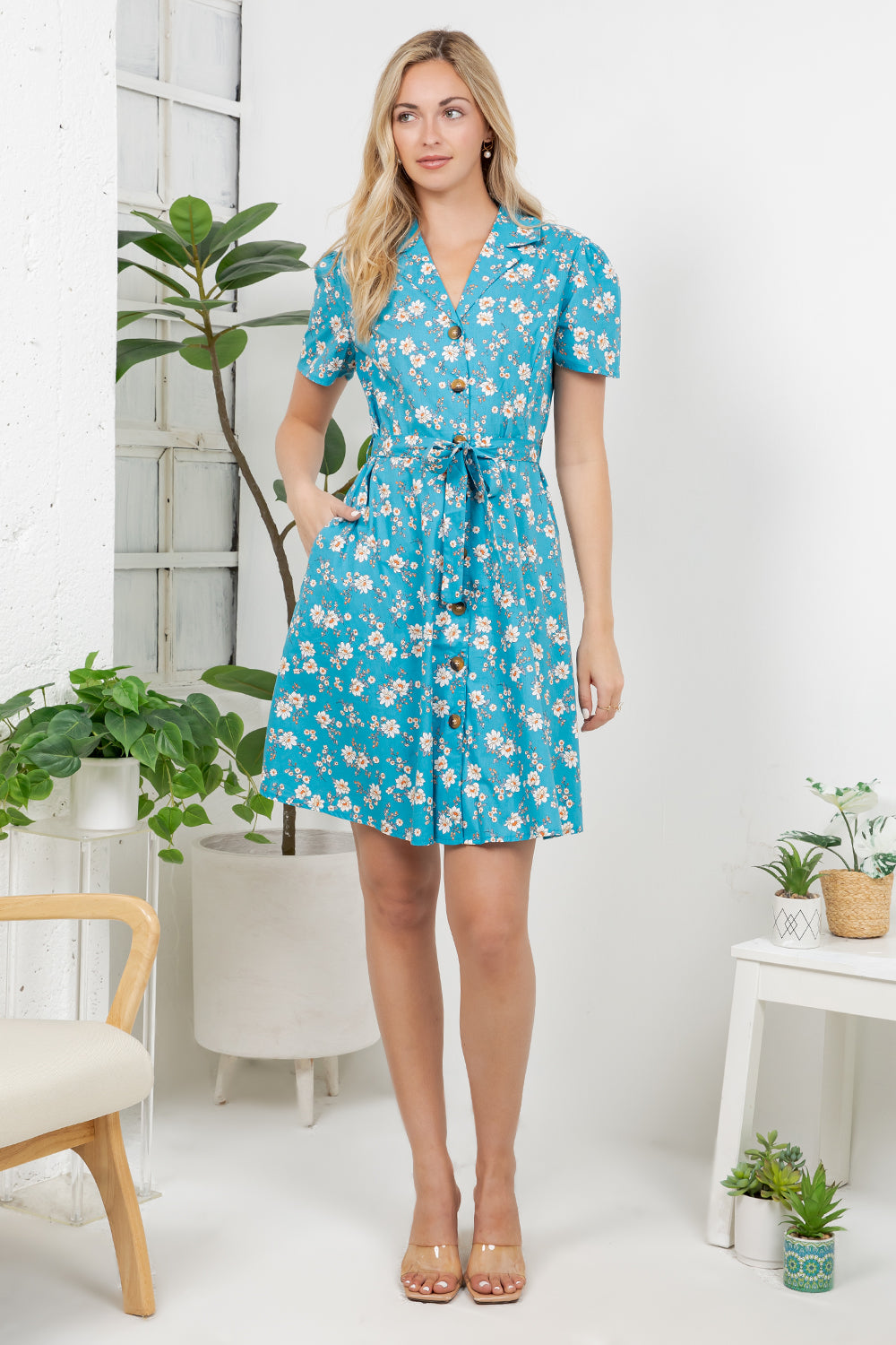 Daisy Garden Retro Style Shirt Dress