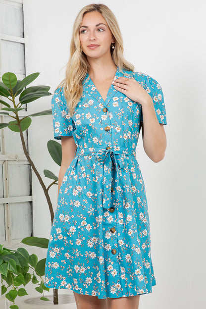Daisy Garden Retro Style Shirt Dress