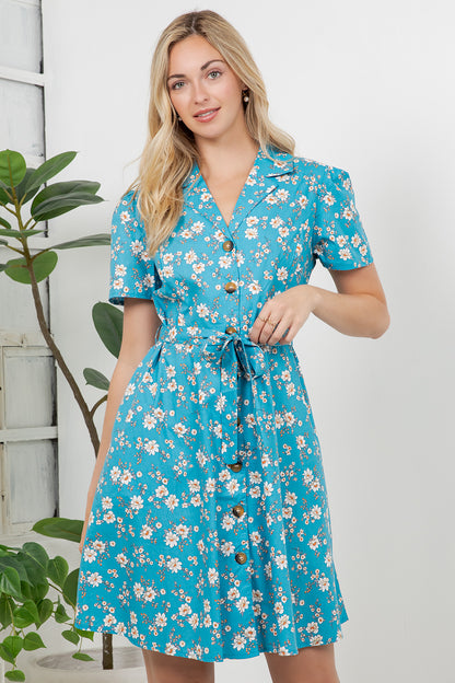 Daisy Garden Retro Style Shirt Dress