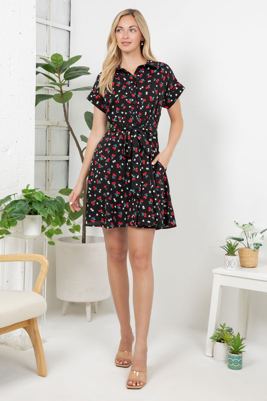 Cherry Print Retro Style Dress