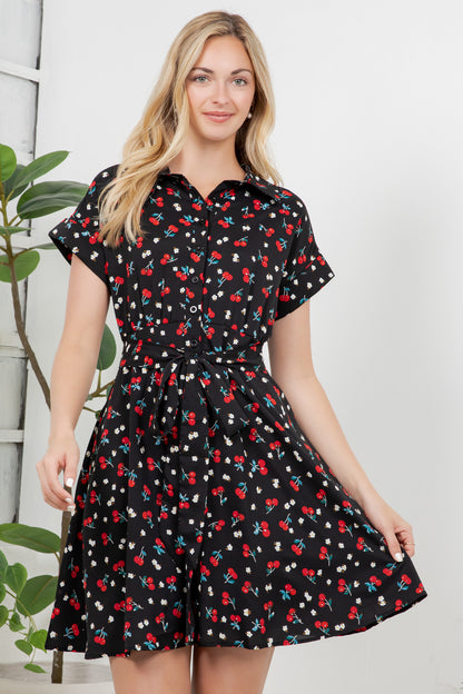 Cherry Print Retro Style Dress