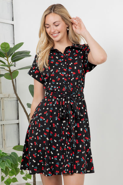 Cherry Print Retro Style Dress