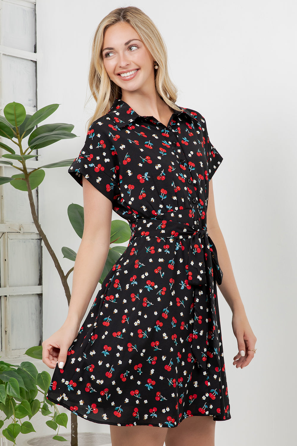 Cherry Print Retro Style Dress
