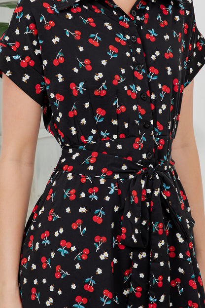 Cherry Print Retro Style Dress