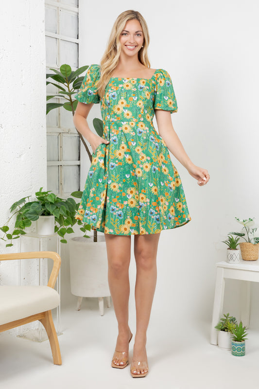 Sunflower Print Dress