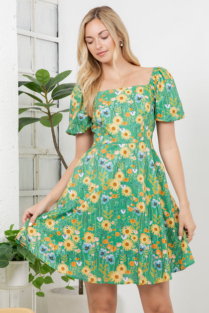Sunflower Print Dress
