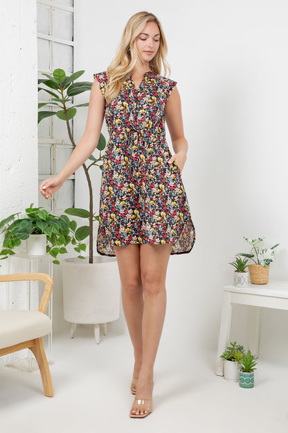 Colorful Print Flower Print Dress