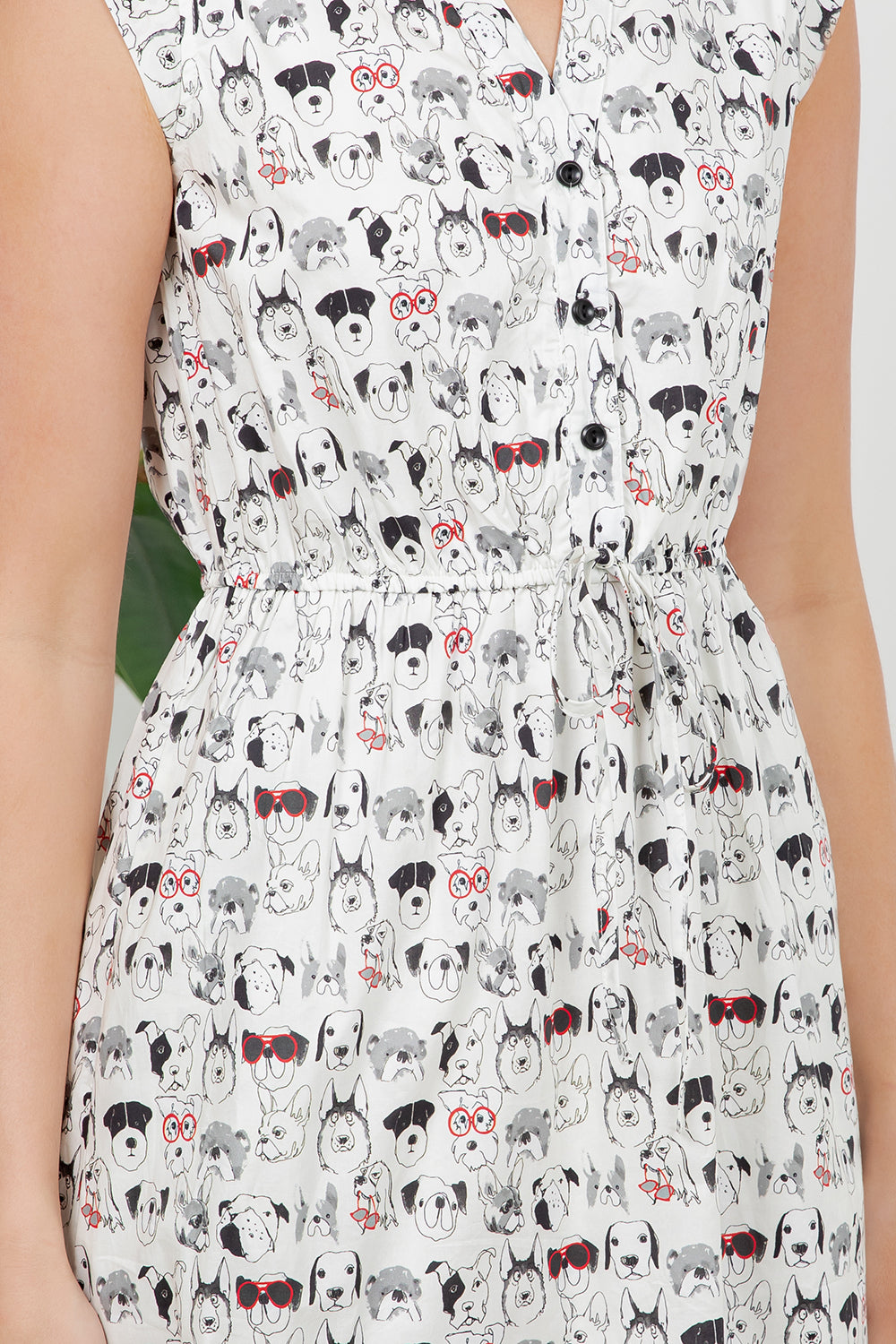 Variety Of Dog Faces Print Dress