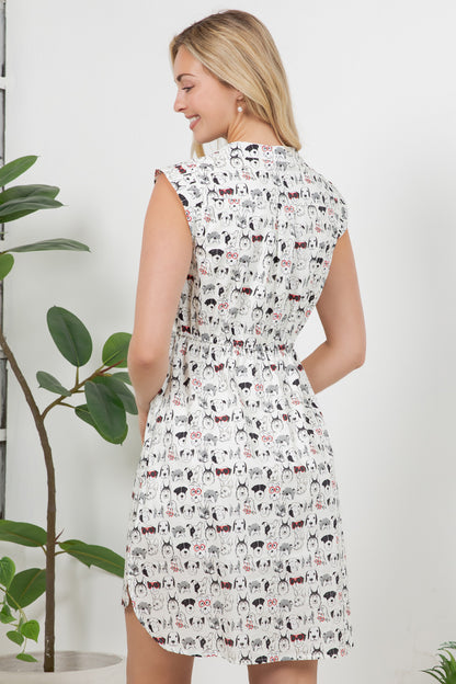 Variety Of Dog Faces Print Dress