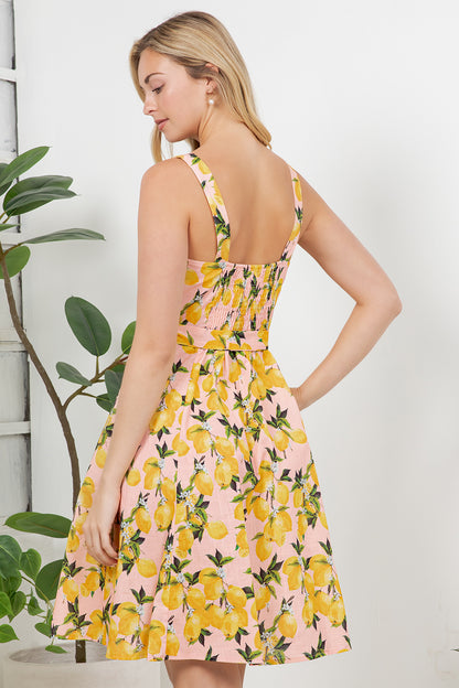 Lemon Print Retro Style Dress