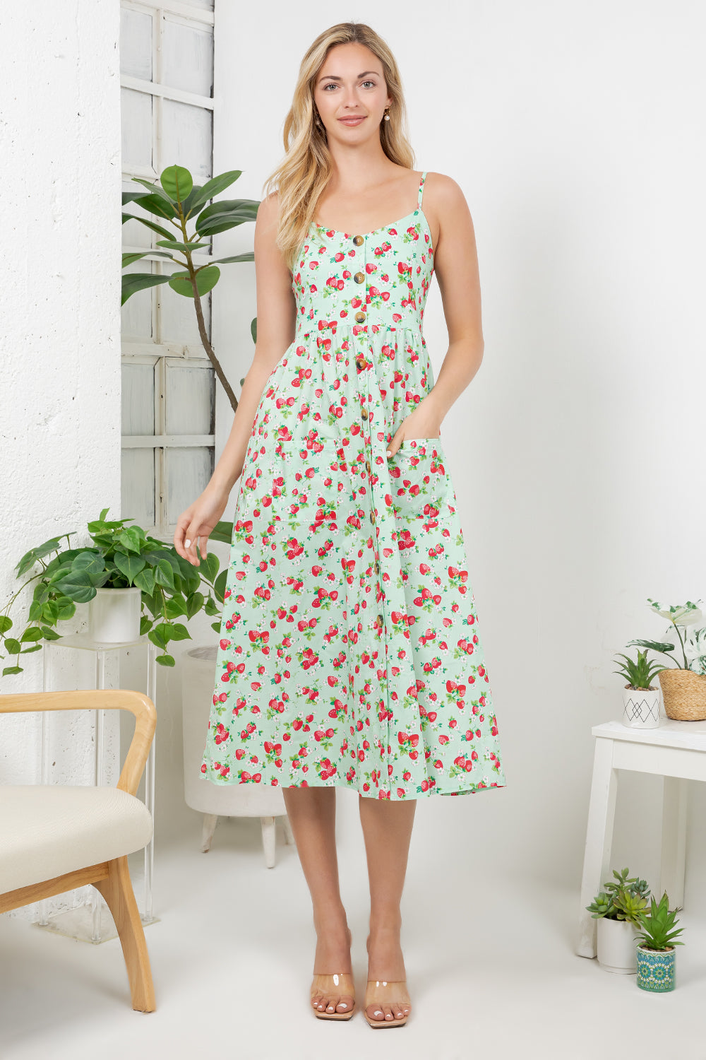 Strawberry Print Cami Dress