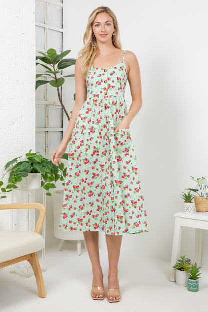 Strawberry Print Cami Dress