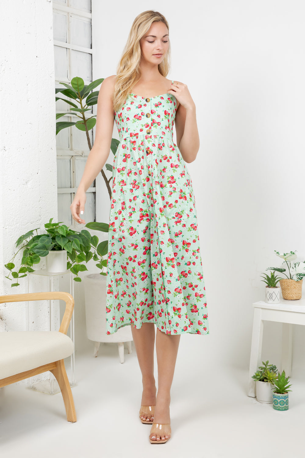Strawberry Print Cami Dress