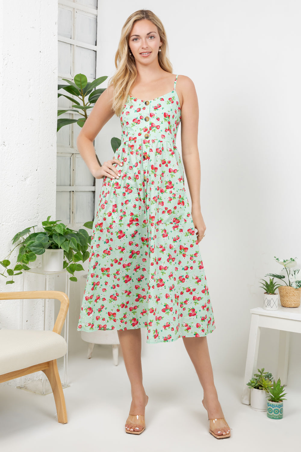 Strawberry Print Cami Dress