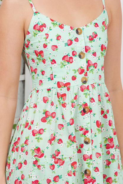 Strawberry Print Cami Dress