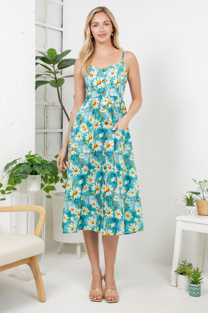 Daisy Print Cotton Cami Dress