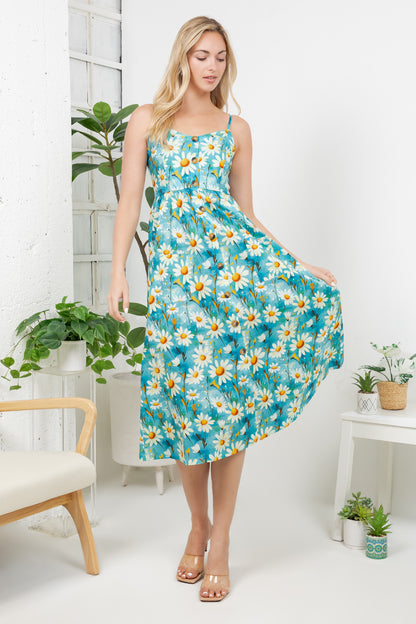 Daisy Print Cotton Cami Dress
