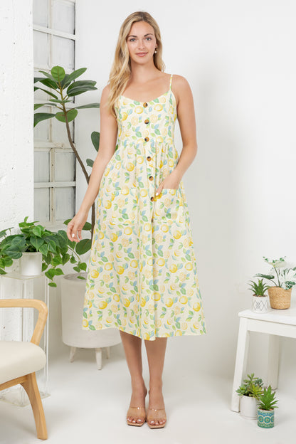 Lemon Print Cami Dress