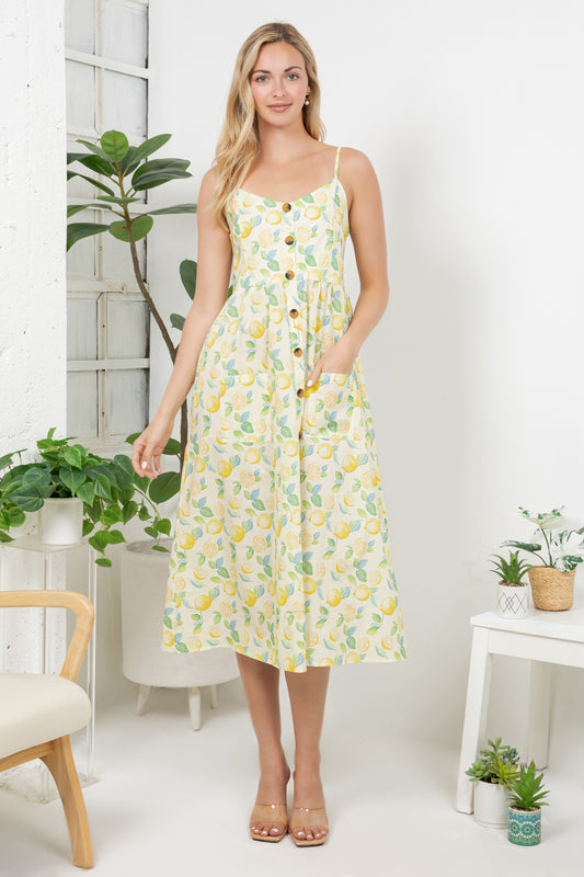 Lemon Print Cami Dress