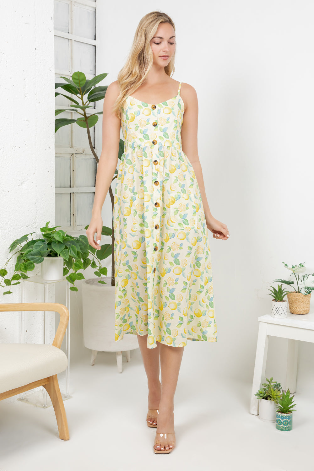 Lemon Print Cami Dress