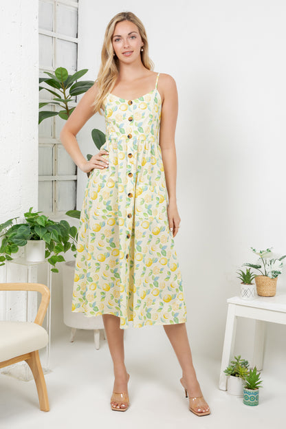 Lemon Print Cami Dress