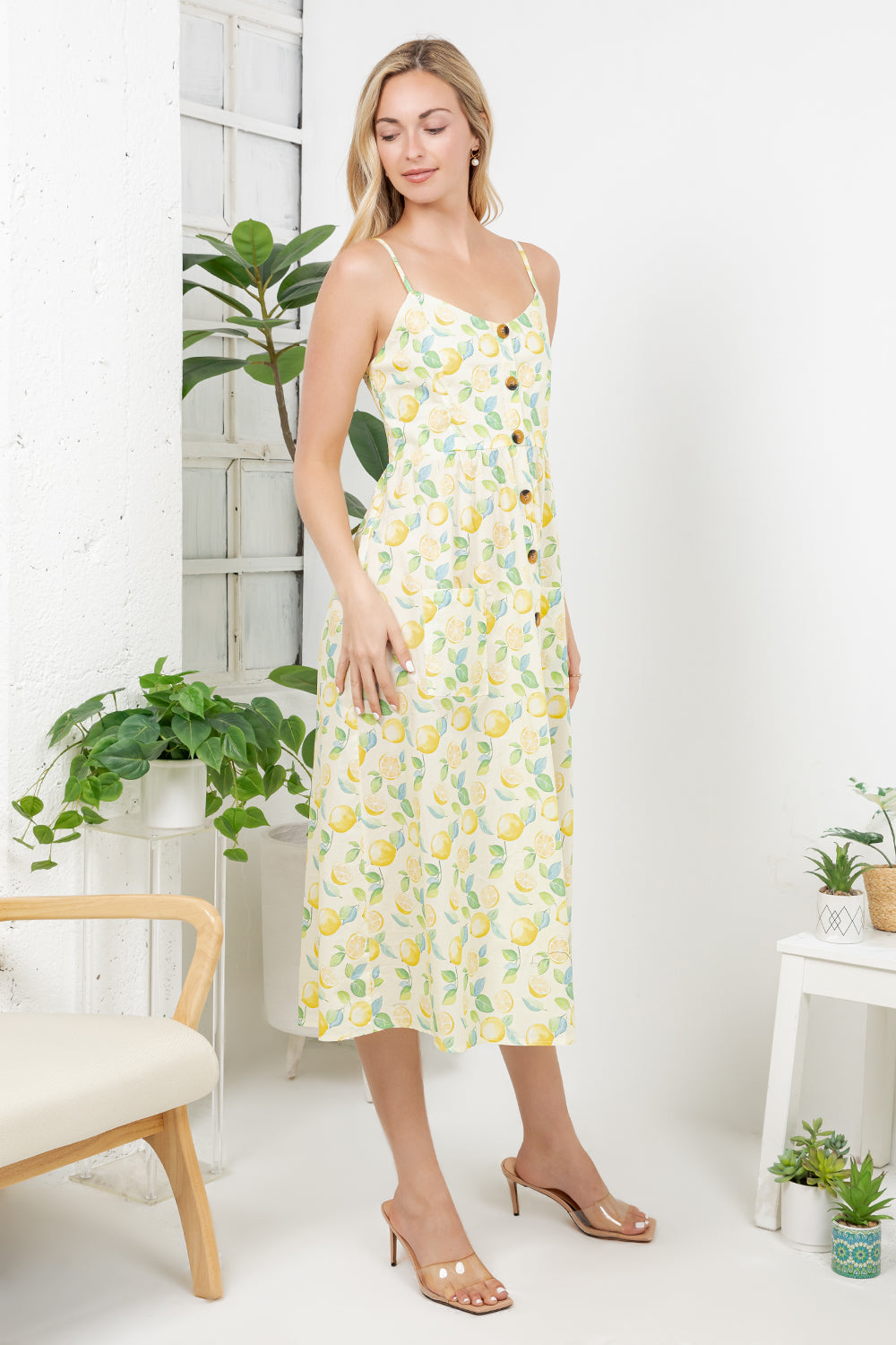 Lemon Print Cami Dress