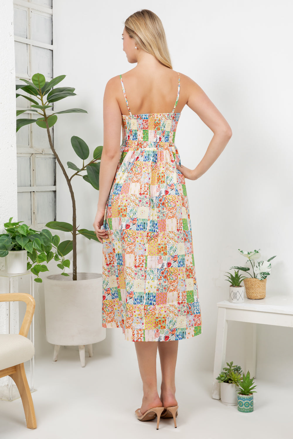 Flora Print Faux Patchwork Cami Dress