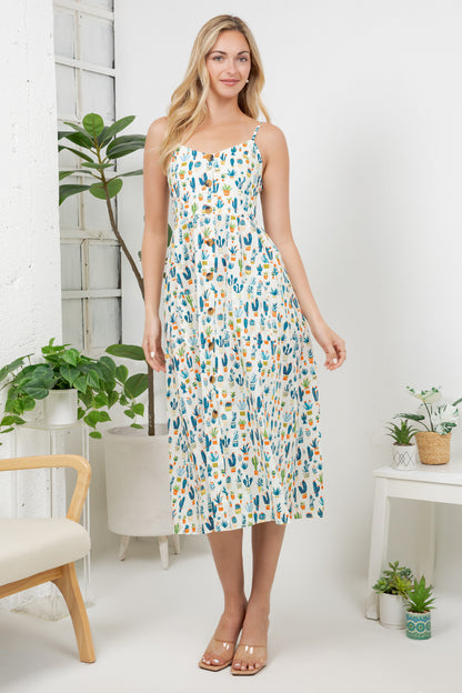 Cactus Garden Print Cami Dress