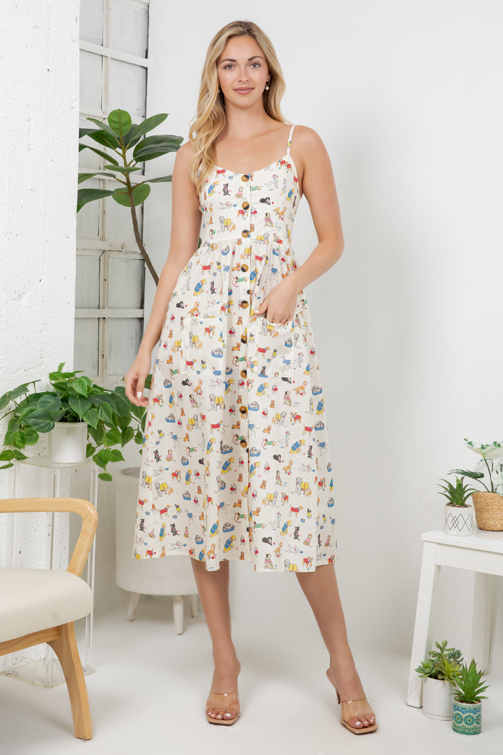 Variety Dog Print Cami Dress