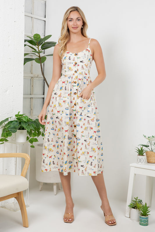 Variety Dog Print Cami Dress