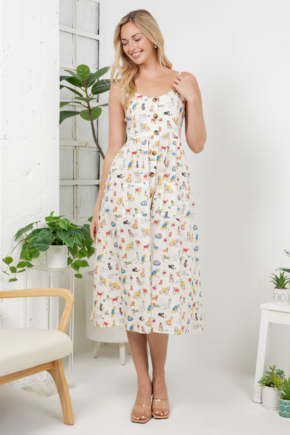 Variety Dog Print Cami Dress