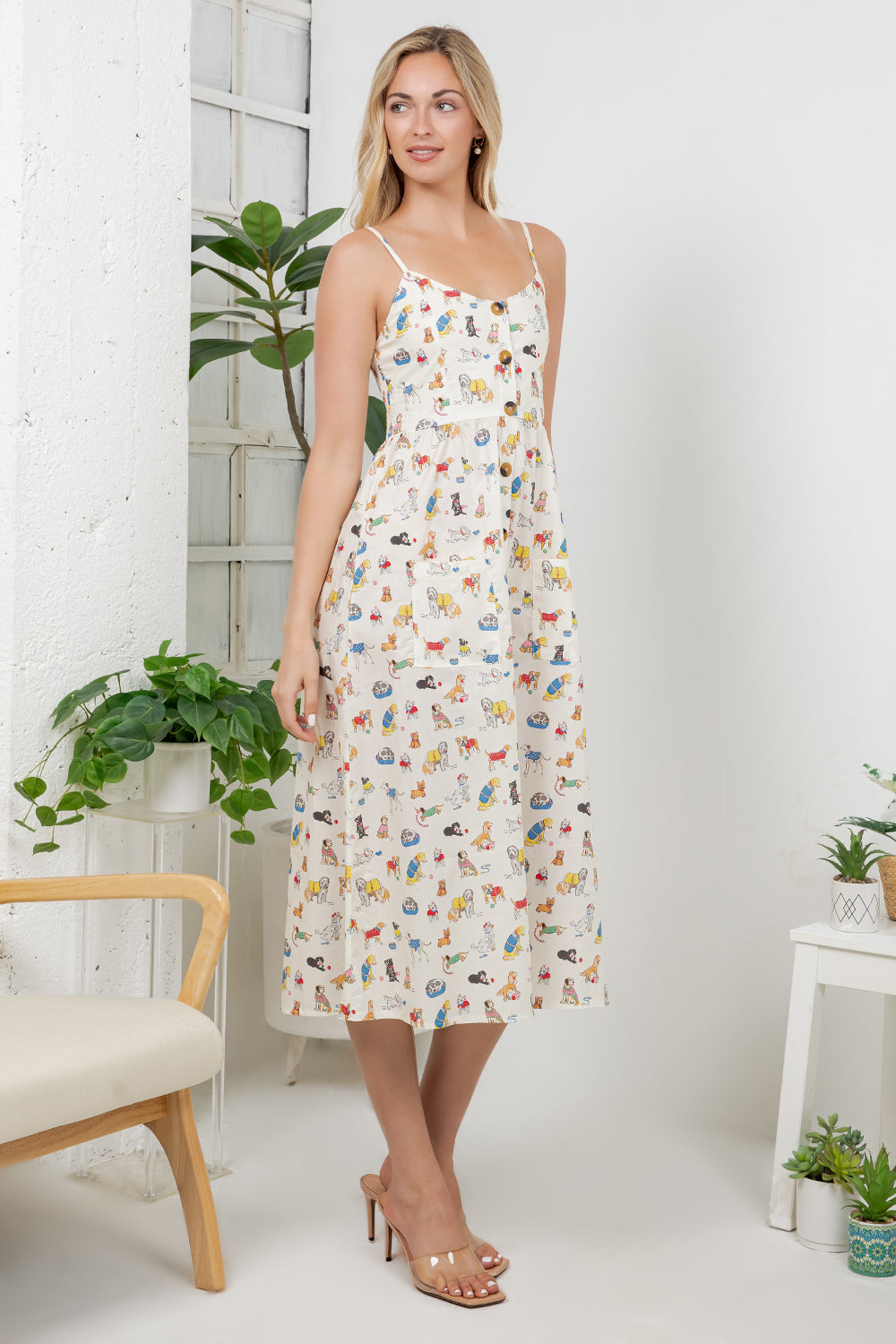 Variety Dog Print Cami Dress