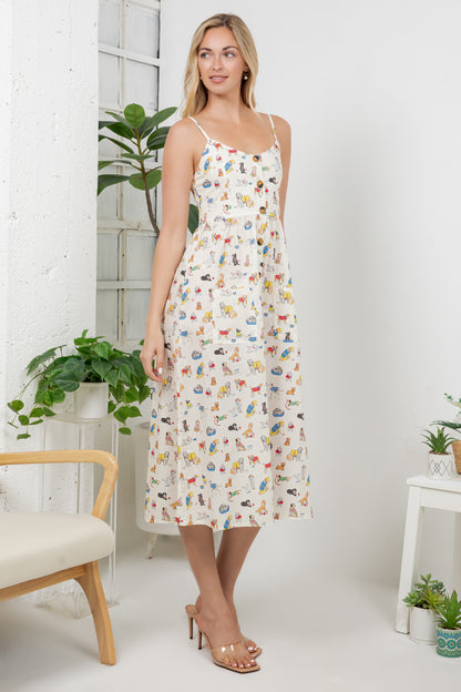 Variety Dog Print Cami Dress