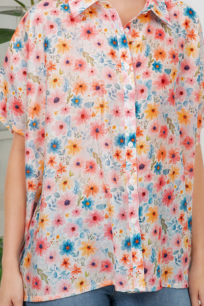 Colorful Floral Print Loose Shirt