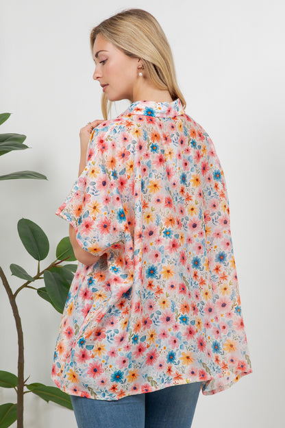 Colorful Floral Print Loose Shirt