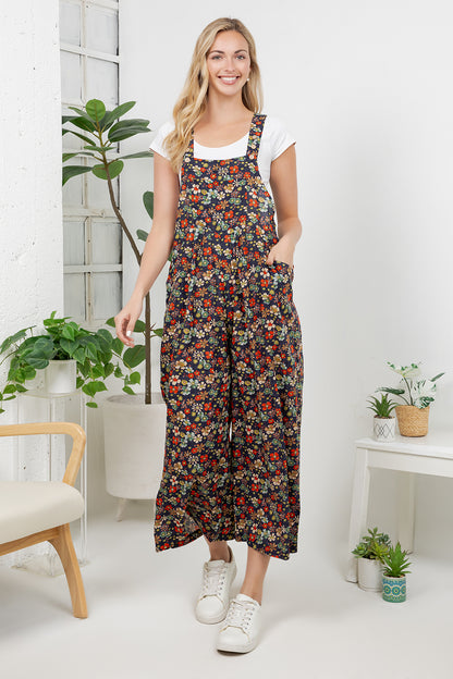Vintage Floral Print Overall