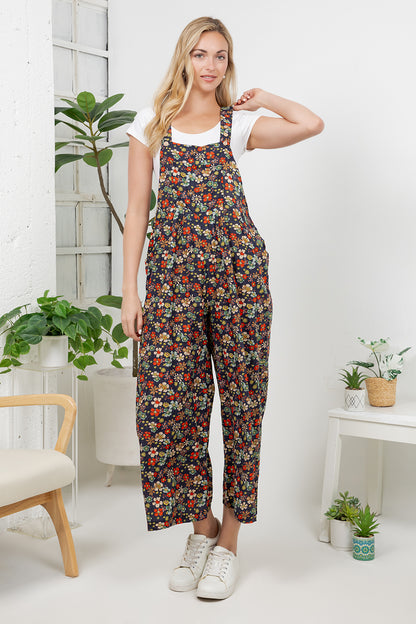 Vintage Floral Print Overall