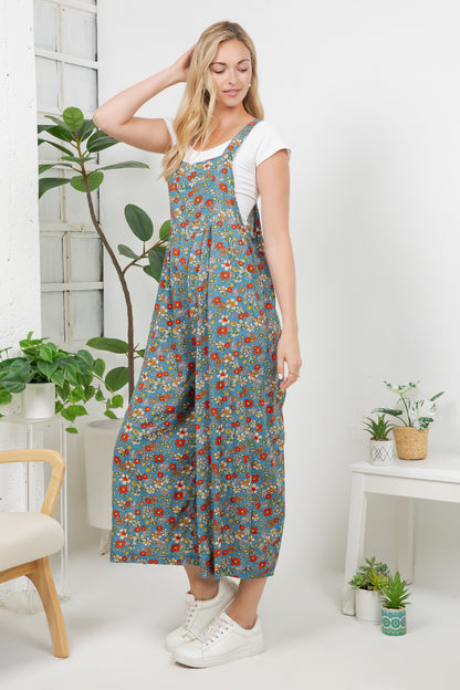 Vintage Floral Print Overall