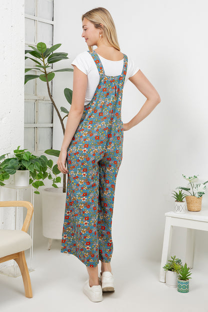 Vintage Floral Print Overall