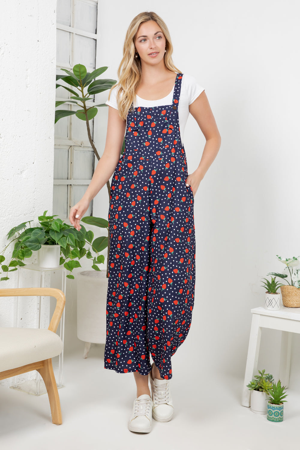 Strawberry Wide Leg Overall
