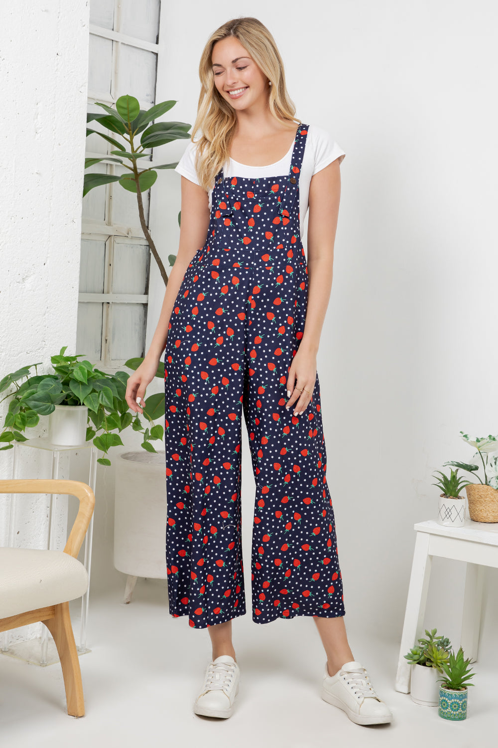 Strawberry Wide Leg Overall