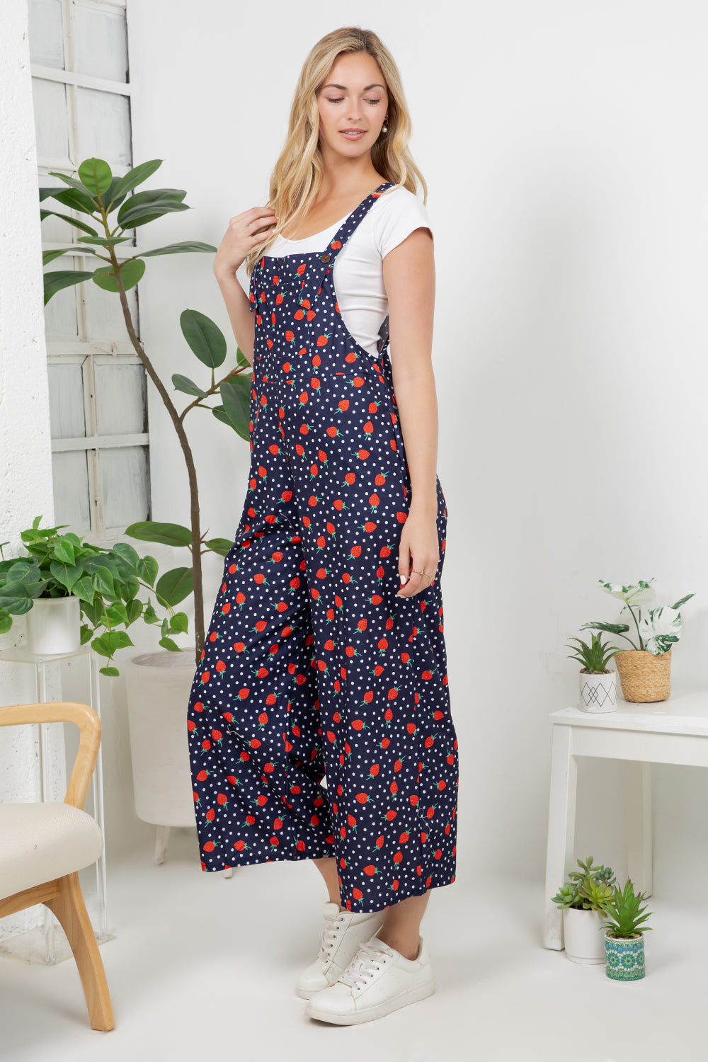 Strawberry Wide Leg Overall