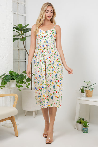 Strawberry Garden Print Cami Dress