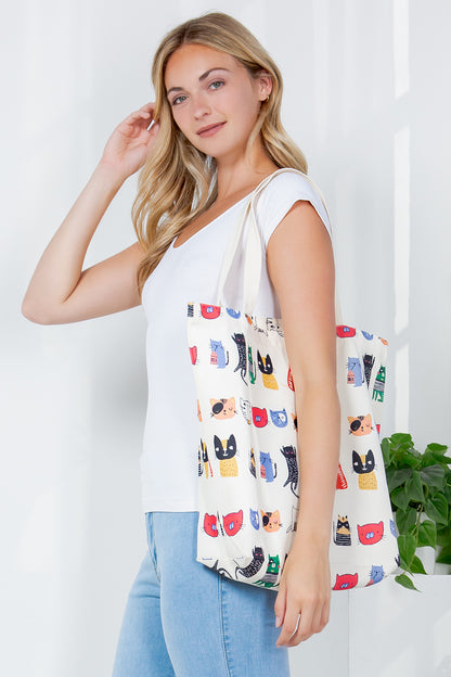 Colorful Cat Canvas Tote Bag