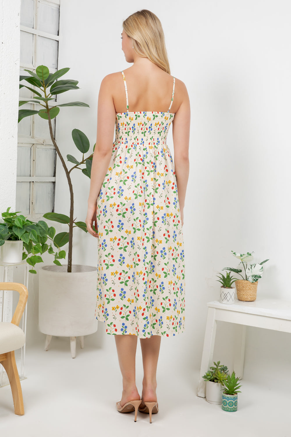 Strawberry Garden Print Cami Dress
