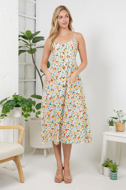 Colorful Floral Print Cami Dress